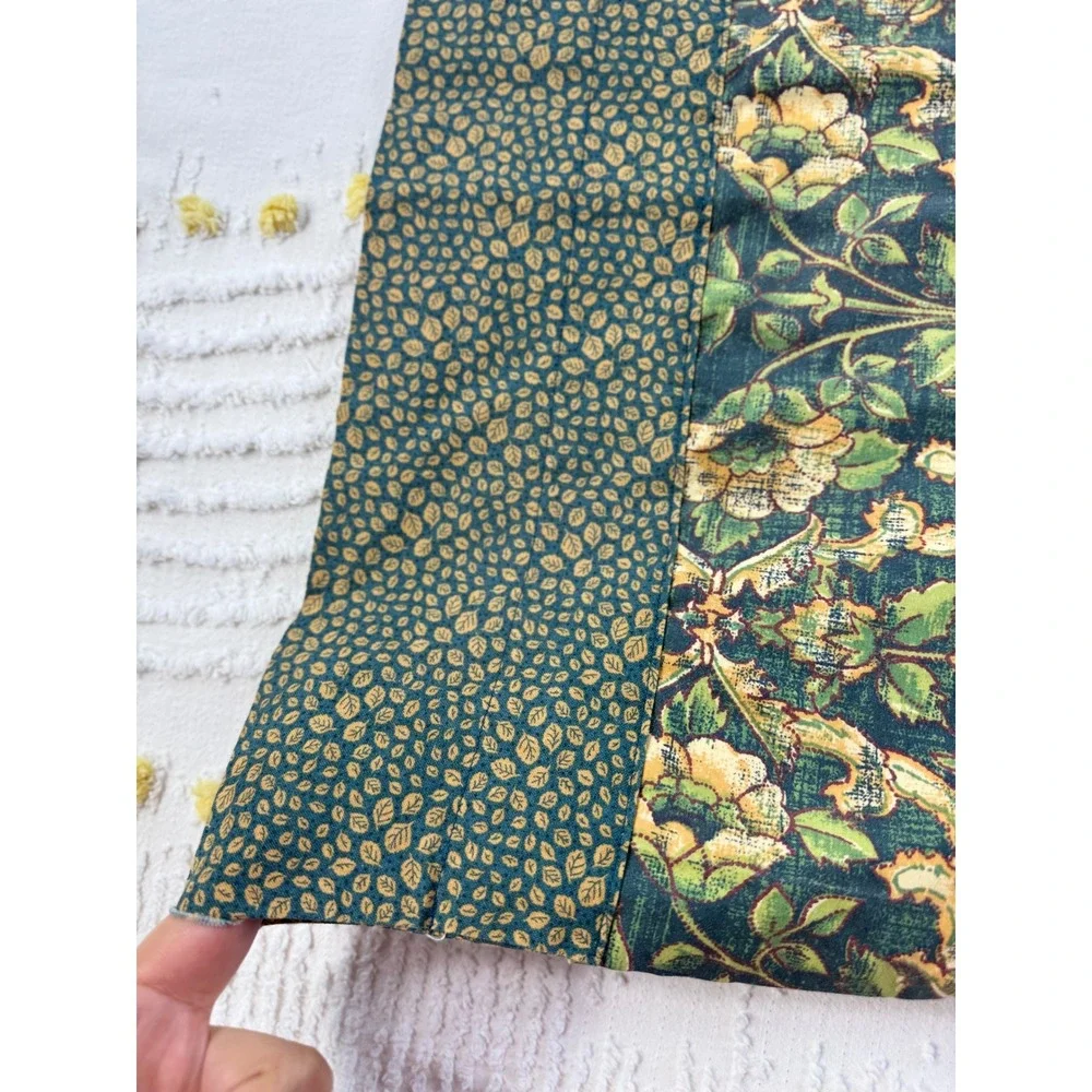 Vintage Floral Tapestry Window Treatment Set 5pc Green Gold Valance Tier Panels
